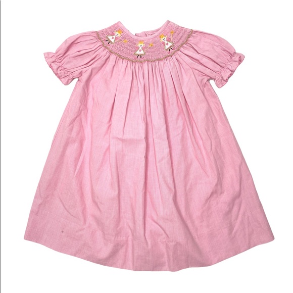 Vive La Fete Other - Vive La Fete Smocked Dress Pink Gingham with Ferries and Hearts Size 18 Months